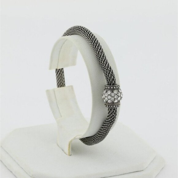 Sterling Silver Cubic Zirconia Bead Mesh Bracelet Silpada 7" - Picture 3 of 6